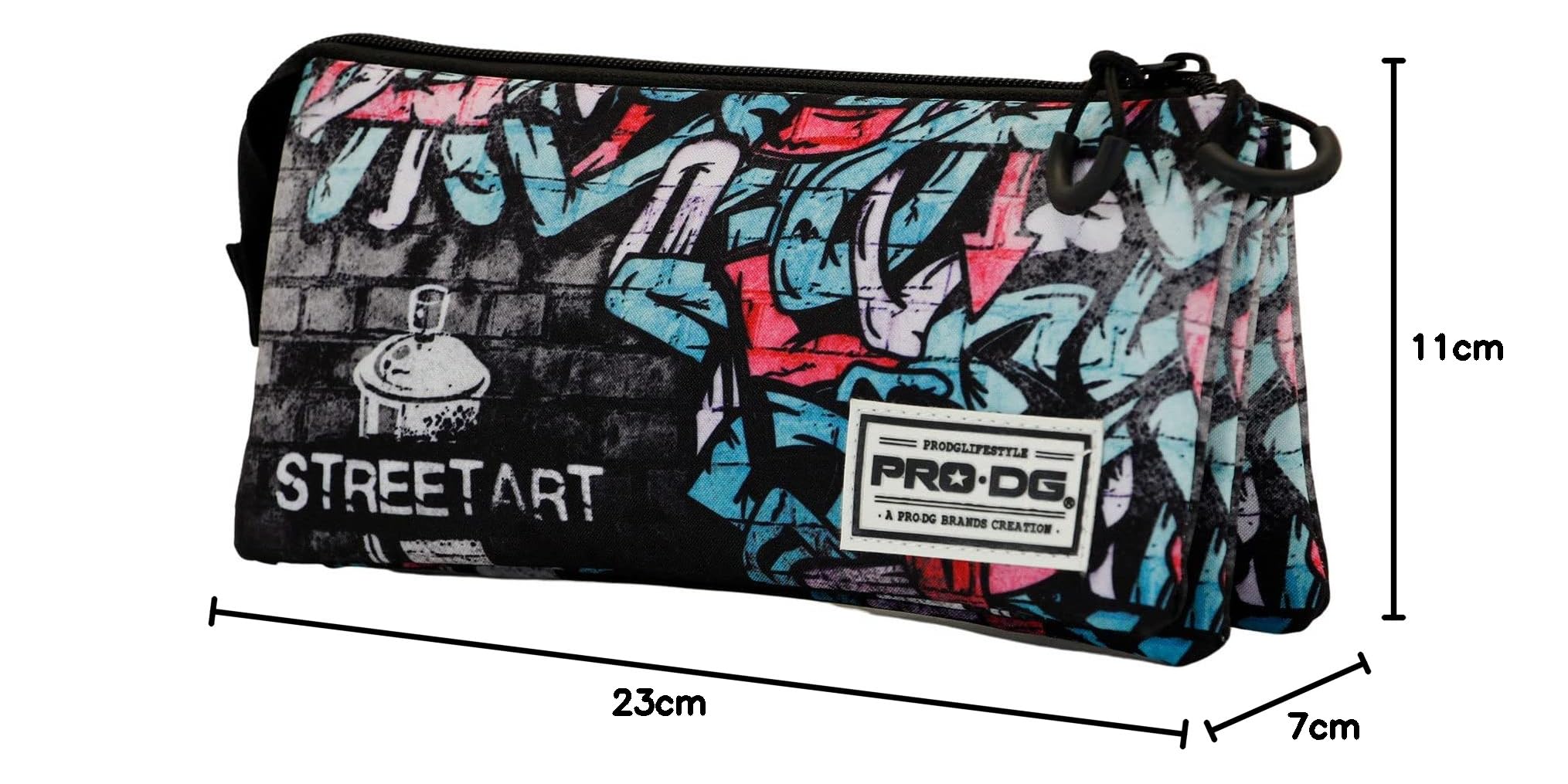 PRODG Street Art -Piórnik Potrójny FAN, Wielokolorowy, 23 x 11 cm