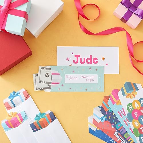 Miniatura 2 de Paper Junkie Paquete de 36 sobres de dinero de cumpleaños para efectivo, 4 x 7 pulgadas, multicolor, cartulina de 8.82 oz/m², cierre autoadhesivo, 6