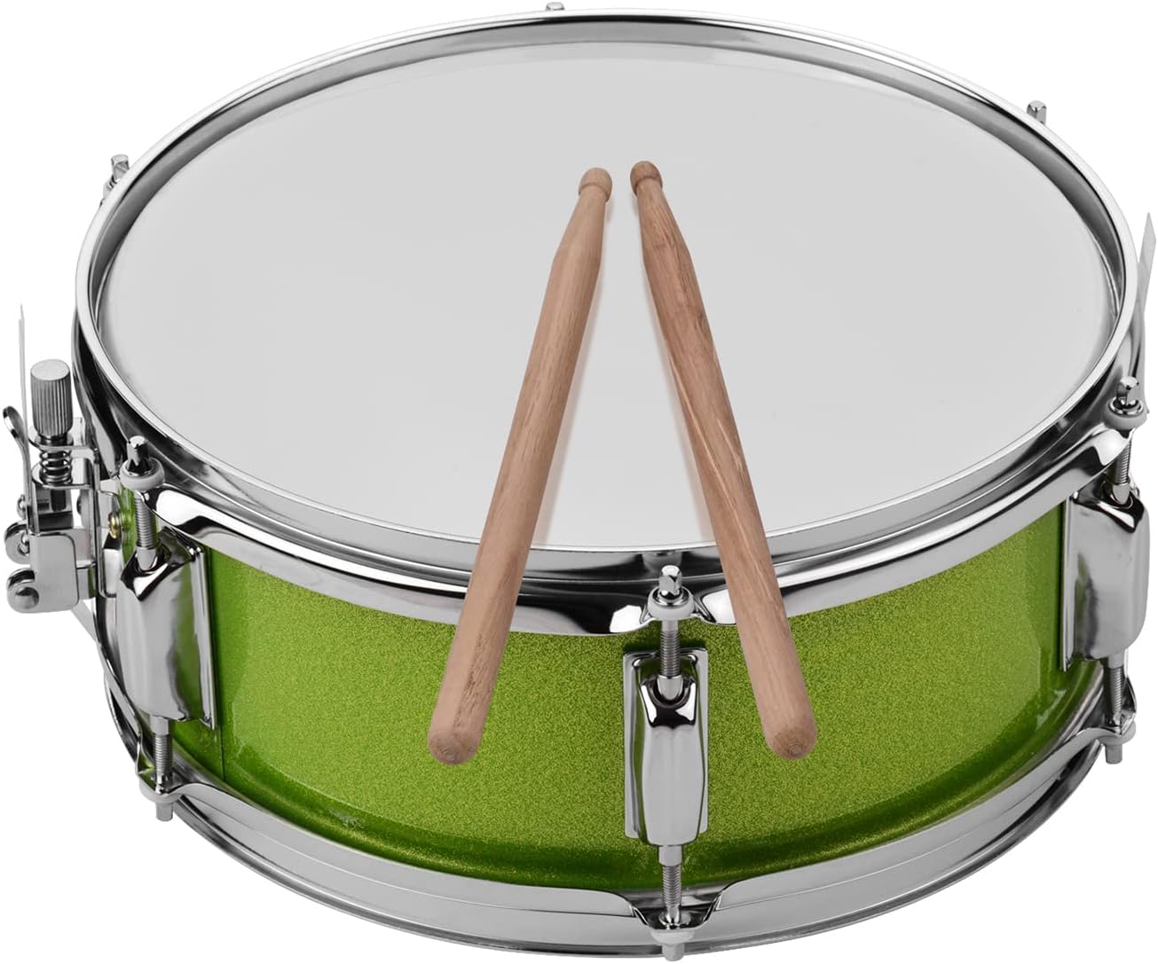 Gecheer Snare Drum,Percussion Musical Instruments 12inch Snare Drum Head with Drumsticks Shoulder Strap Drum Key for Student Band(Green)