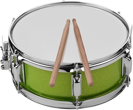 12 Inch Snare Drum Head with Drumsticks Shoulder Strap Drum Key for Student Band Green