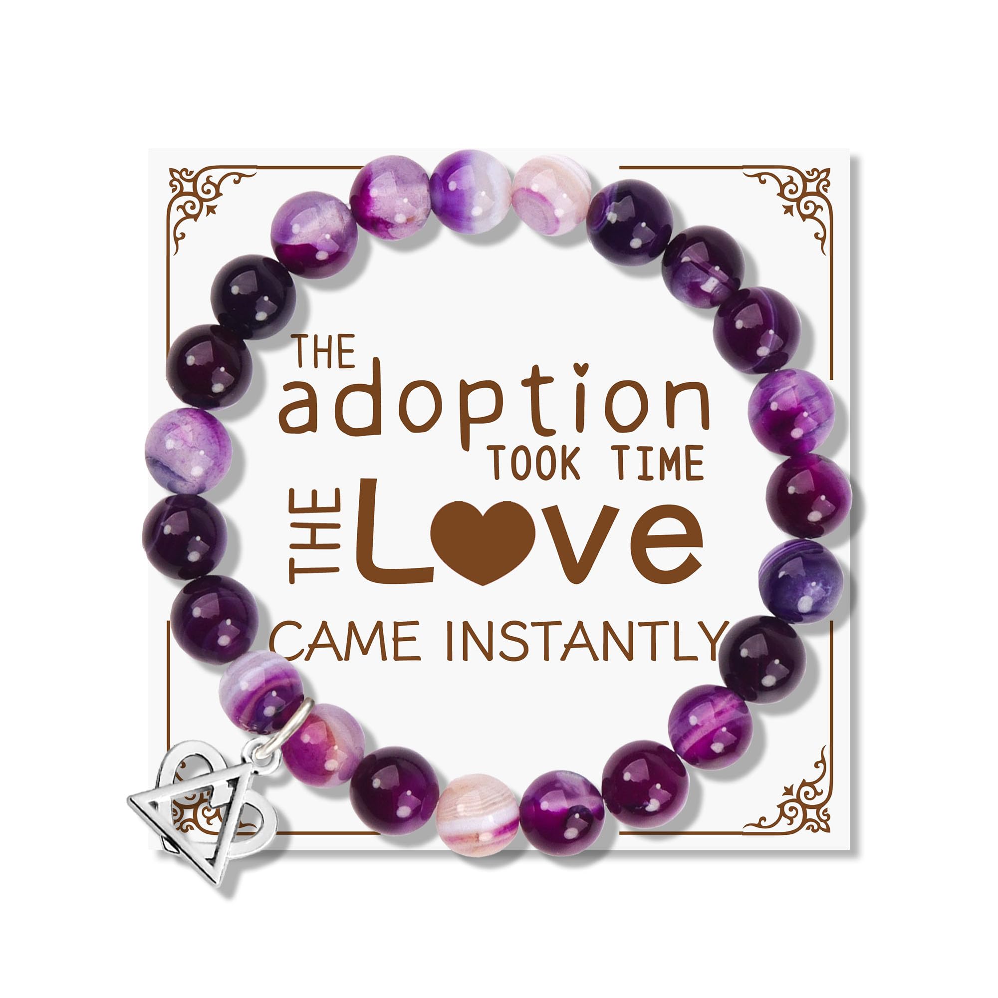 LZ EMOTION Natural Stone Adoption Bracelet Adoption Jewelry with Adoption Symbol Adoption Day Gifts for Adoptive Parents Gotcha Day Gift, Thank You Gifts