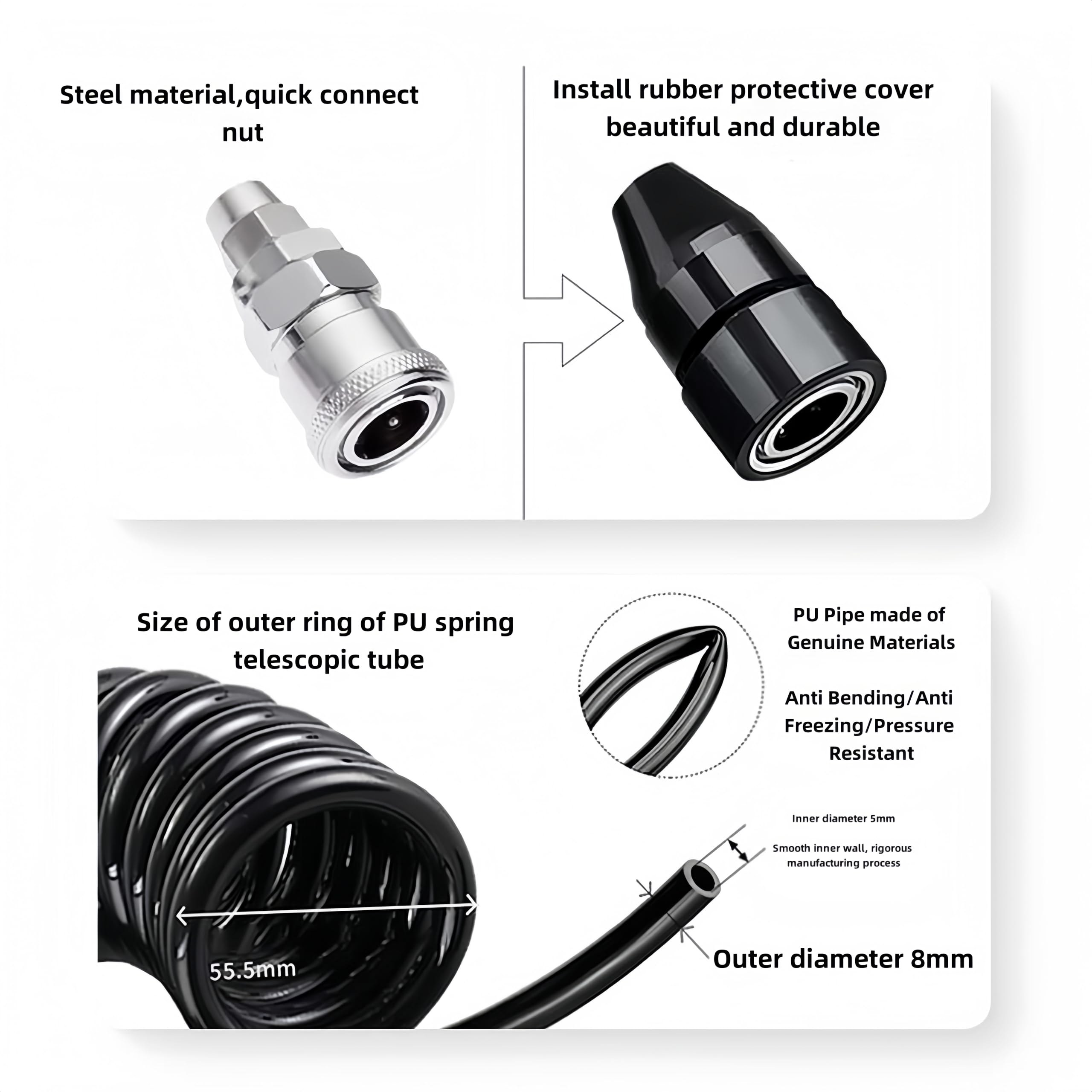 Manguera de extensión de bomba de aire para coche, PS20 hembra, tubo de extensión para boquilla de neumático americano, coche, motocicleta (1000 cm)