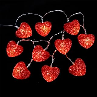 VALICLUD USB Herzförmige LED Lichterkette 15m mit 10 Roten Leds Valentinstag Romantische Innenraumdekoration für Hochzeit und Party