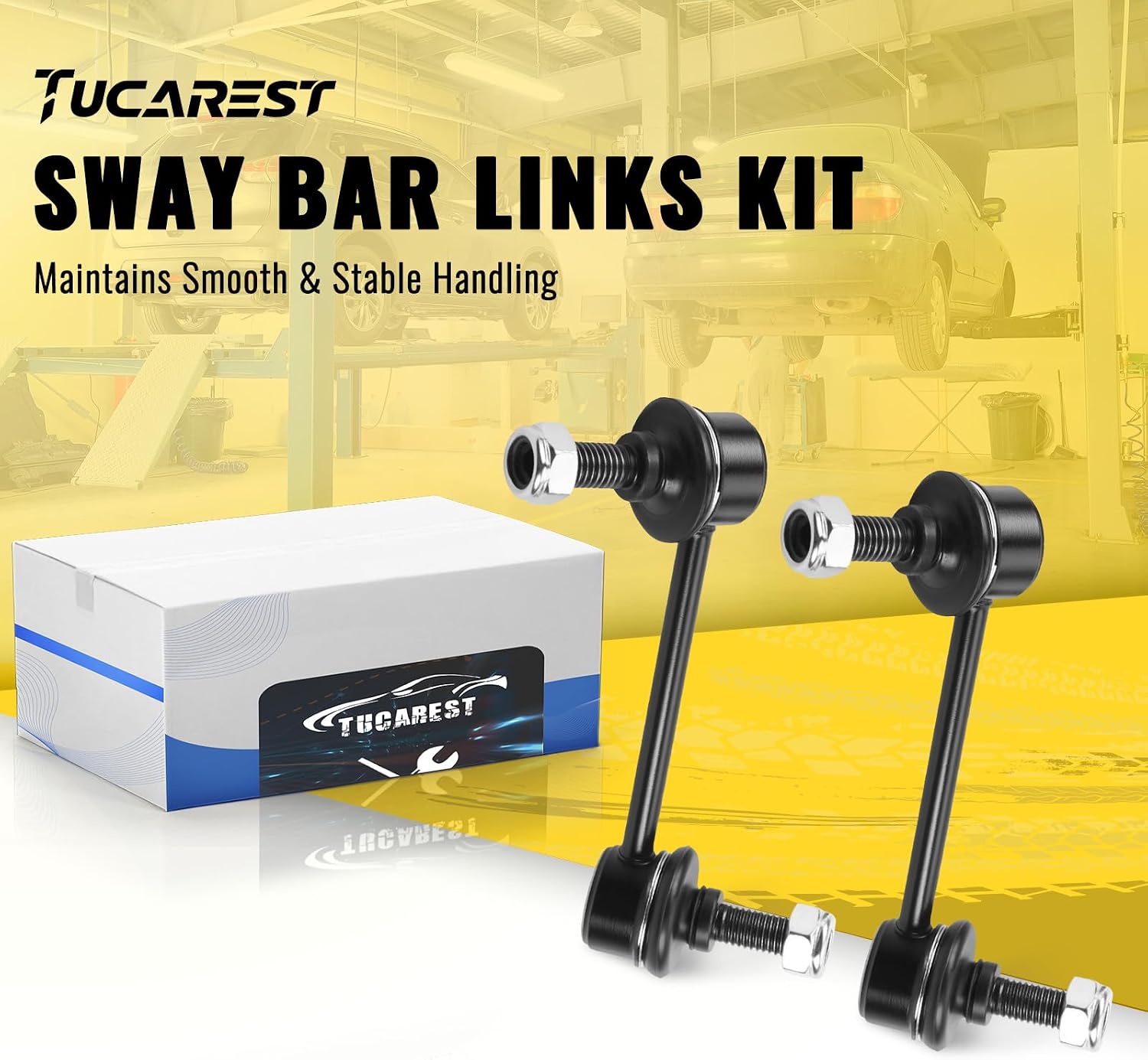 TUCAREST Rear Sway Bar Stabilizer Link K6667 K6668 (Pair) Compatible With 03-06 Chevy SSR,02-09 Trailblazer G-MC Envoy [04-07 Bu-ick Rainier] 03-08 Is-uzu Ascender /05-09 Saab 9-7x [# 46G0255A ]