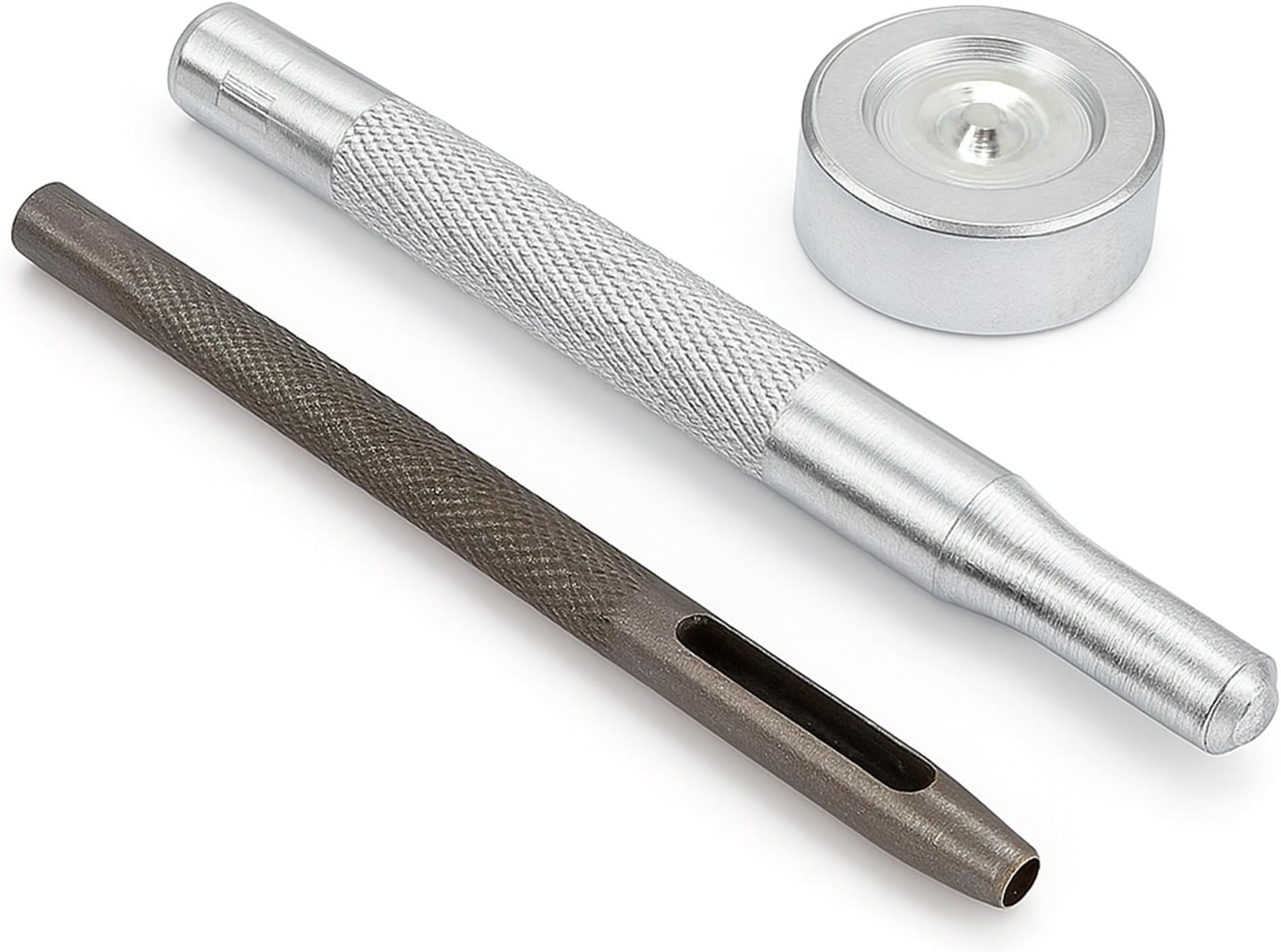 Trimming Shop 15mm Press Studs Fixing Tool Kit with Hollow Hole Punch, Snap Fastener Button Setting Hand Tool Set, Equipment for Sewing, Leather Crafts, and Clothing Repair