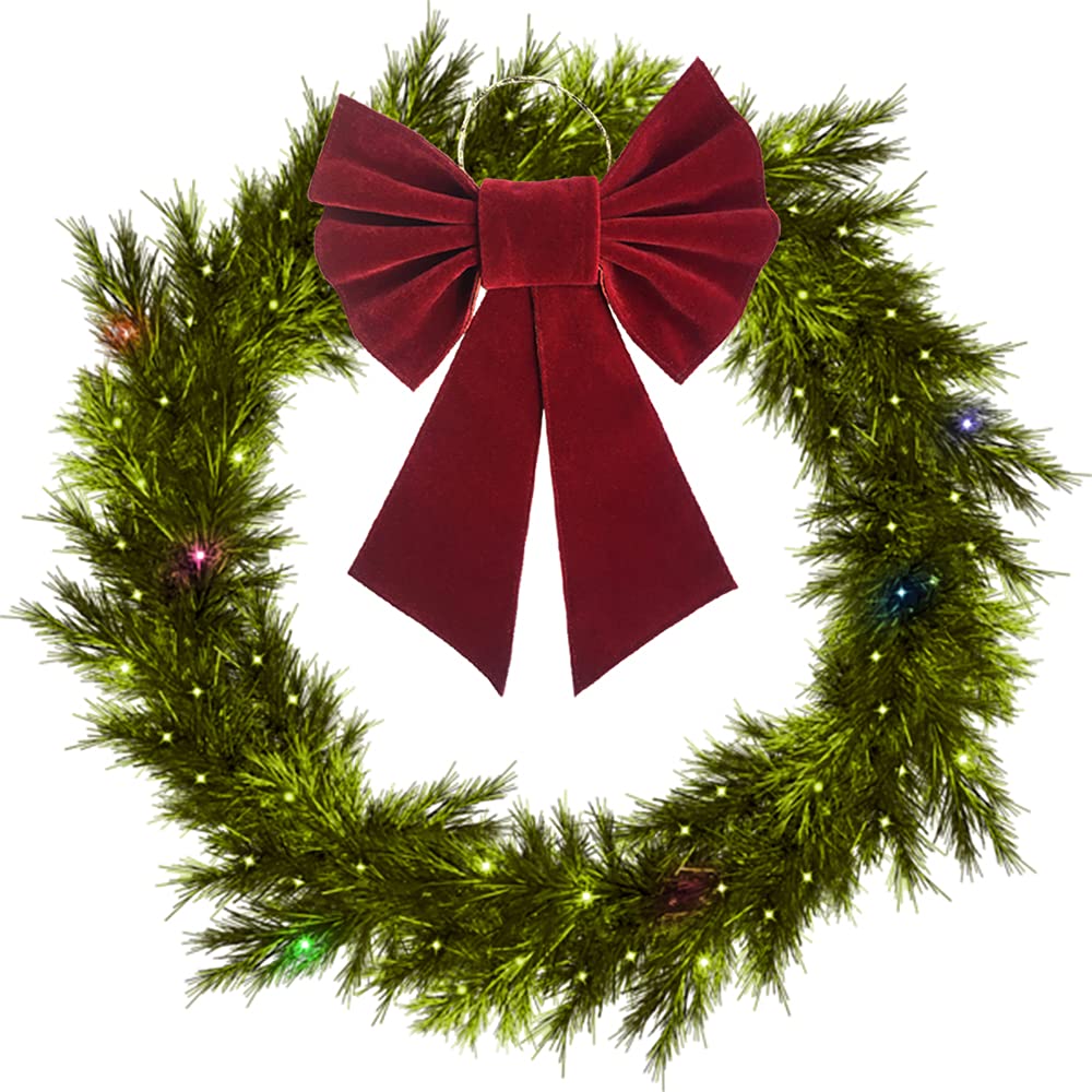 Hand Crafted 5"X9" DK RED Velvet Bow (Pack of Two)-image-20
