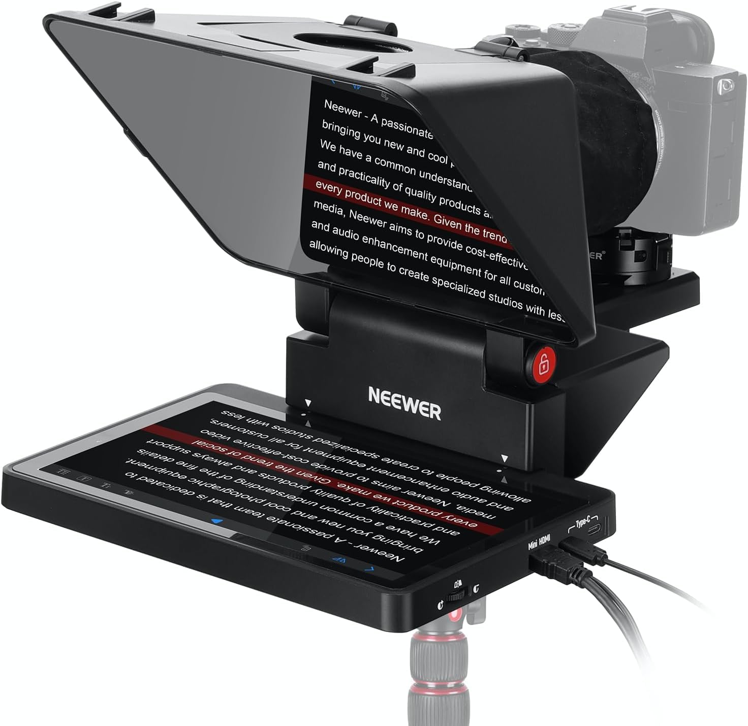 NEEWER 2 en 1 Téléprompteur 11" avec Moniteur, Compatible avec Duplication d'écran,Prompteur Portable pour Caméra,Téléphone,Webcam, Windows et MacOS,Idéal pour Youtube,Twitch et Conférence, X11