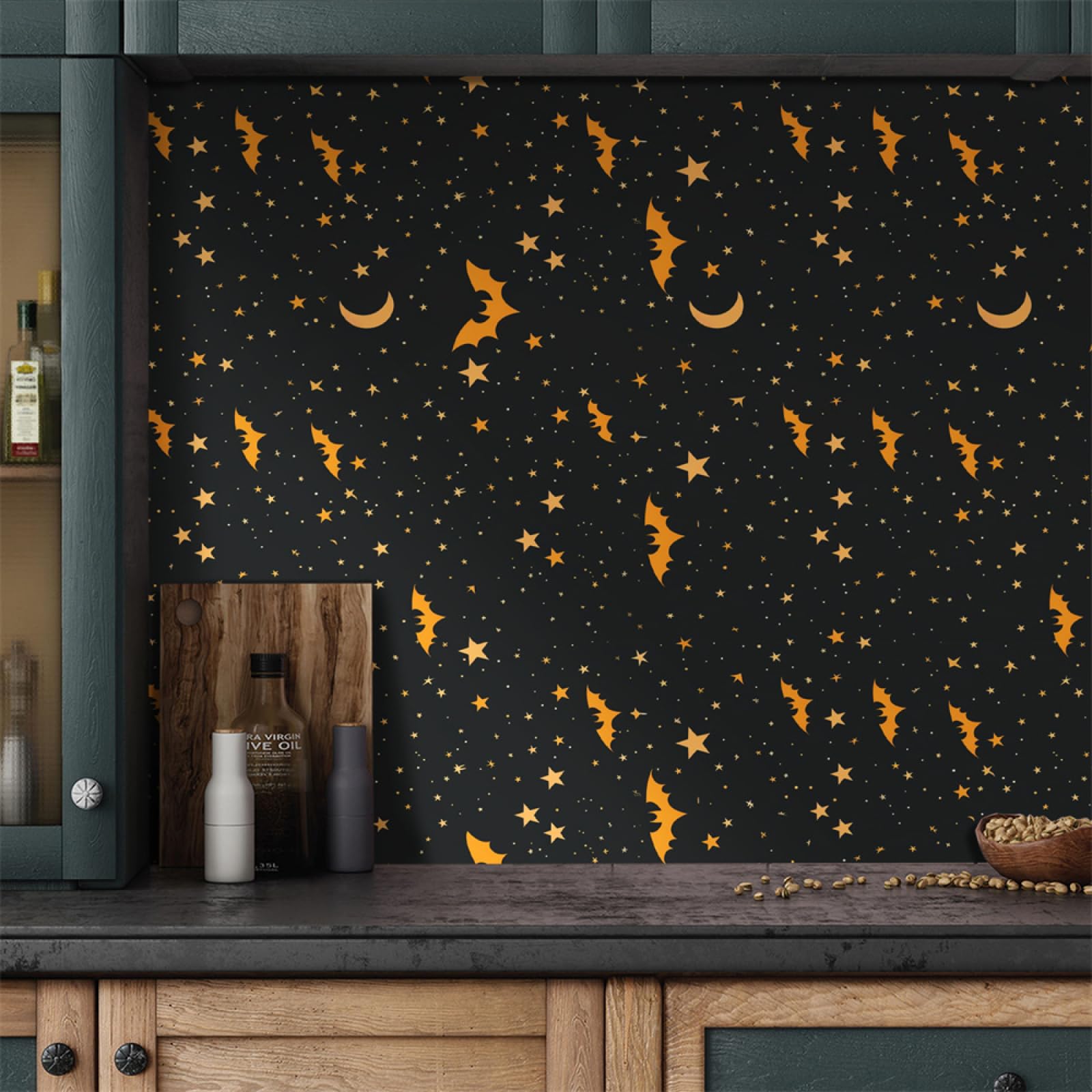 Tile Decals, Black Star Tile Stickers Transfers,Peel and Stick Wall Self Adhesive Vinyl Home Decor(20X20CM/24PCS)