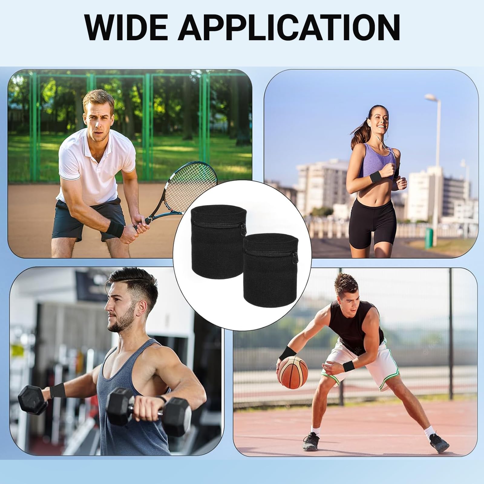 2 Protège-poignets Sport Avec Poche Zippée - Bandes Absorbantes Pour Transpiration | Pour Running, Tennis, Gym, Rangement Clés - 4