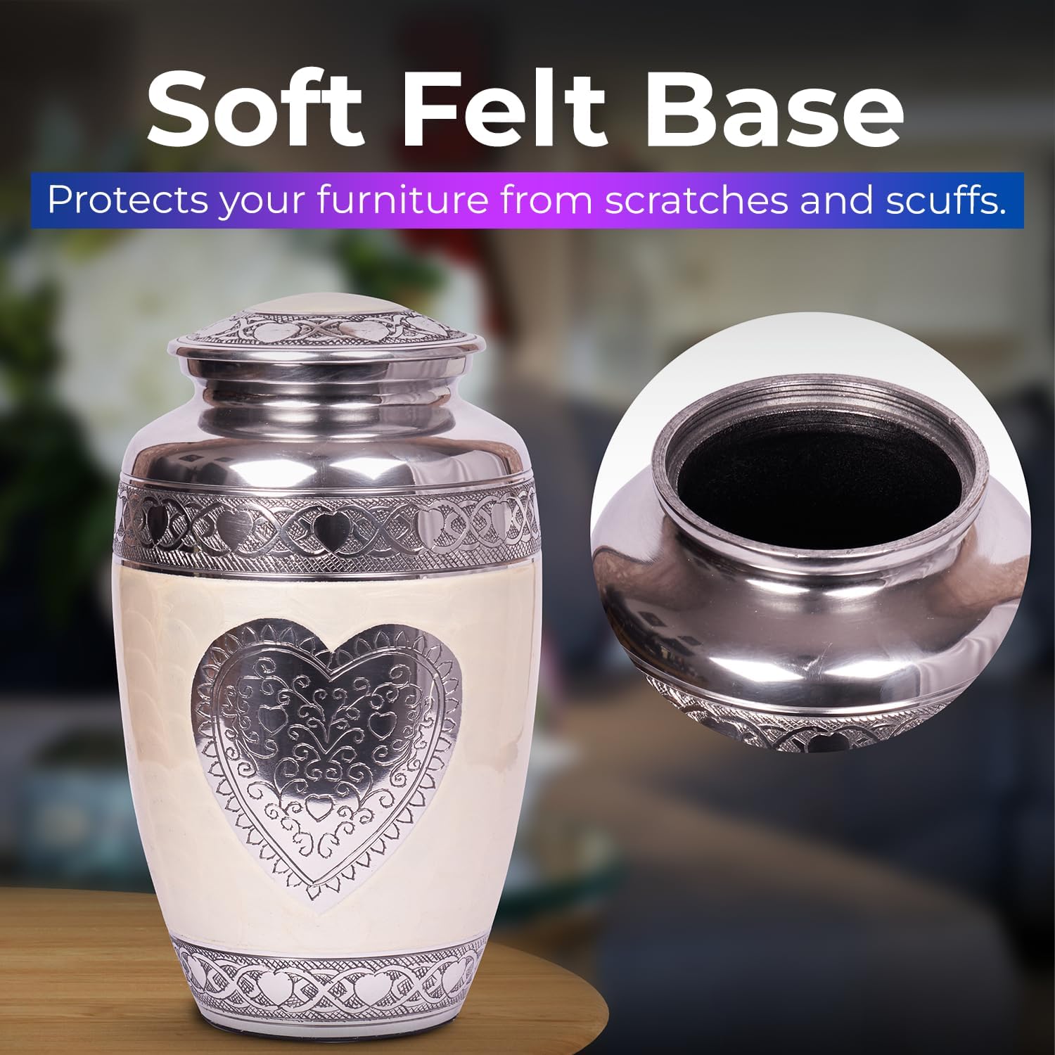 hlc Urns Heart Cremation Urn - Funeral Urn for Human Ashes - Burial urn with Detailed Engraving - 100% Aluminum- Adult Large Size up to 200 lbs