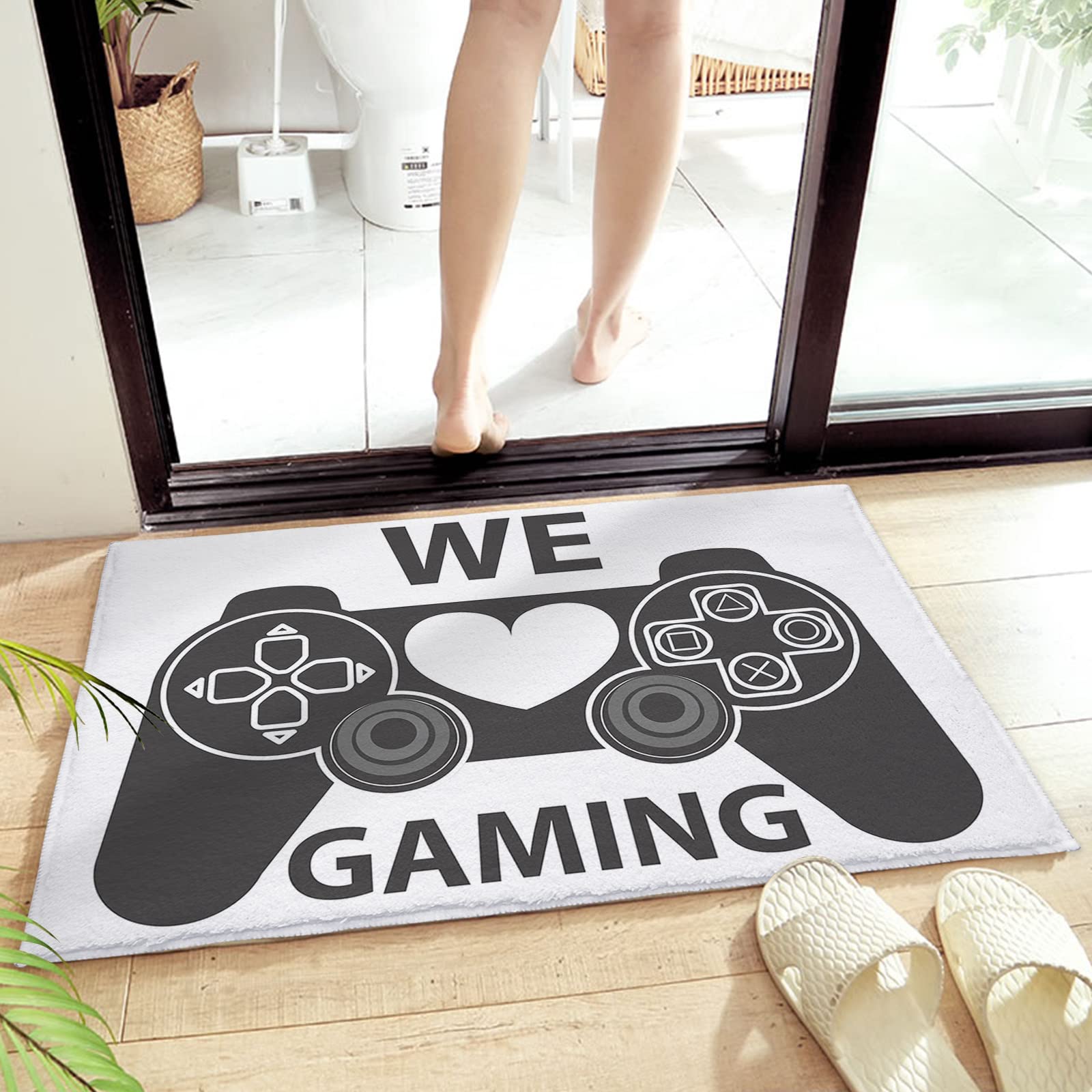 Singingin Bathroom Rugs WE Gaming Gray Gamepad Continuous Joystick Non-Slip Washable Bath Mats Strong Absorbent Plush Microfiber Indoor Area Rug for Bathroom Shower Room Floor Tub 18x30 Inch