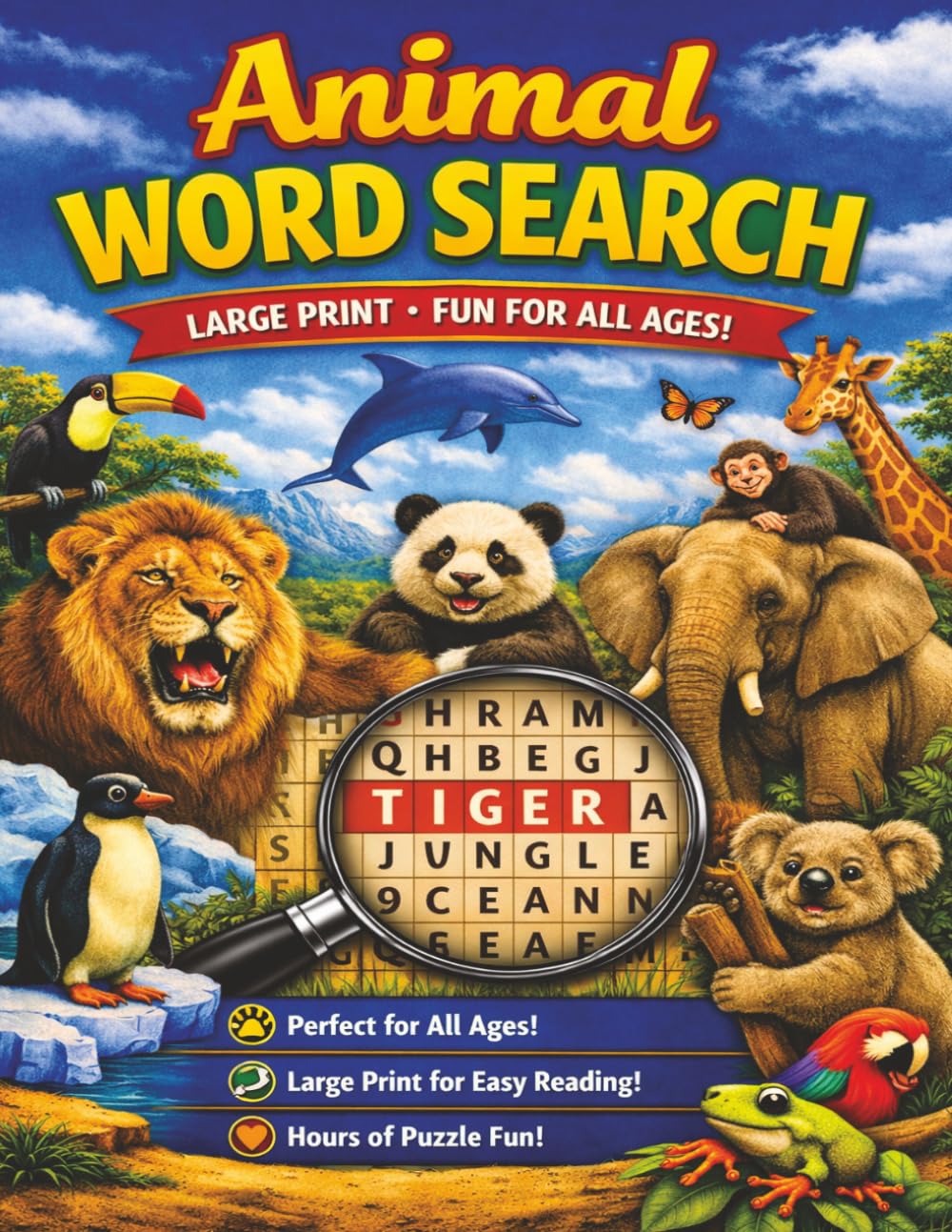 Great Animal Word Search: Discover 2,000 Animal Words from Around the World — Large Print for All Ages
