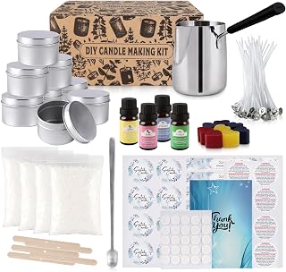 480g DIY Candle Making kit,Scented Candle Making Supplies Set Including soywax,Fragrance Oil,Colors Candle Dye,Wicks,Tins,Melting Pot.