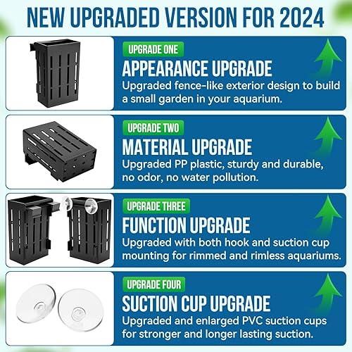 Miniatura 5 de Soporte mejorado para plantas de acuario con ganchos y ventosas para pecera, cultivo de plantas acuapónicas y decoraciones de paisaje acuático (gris)