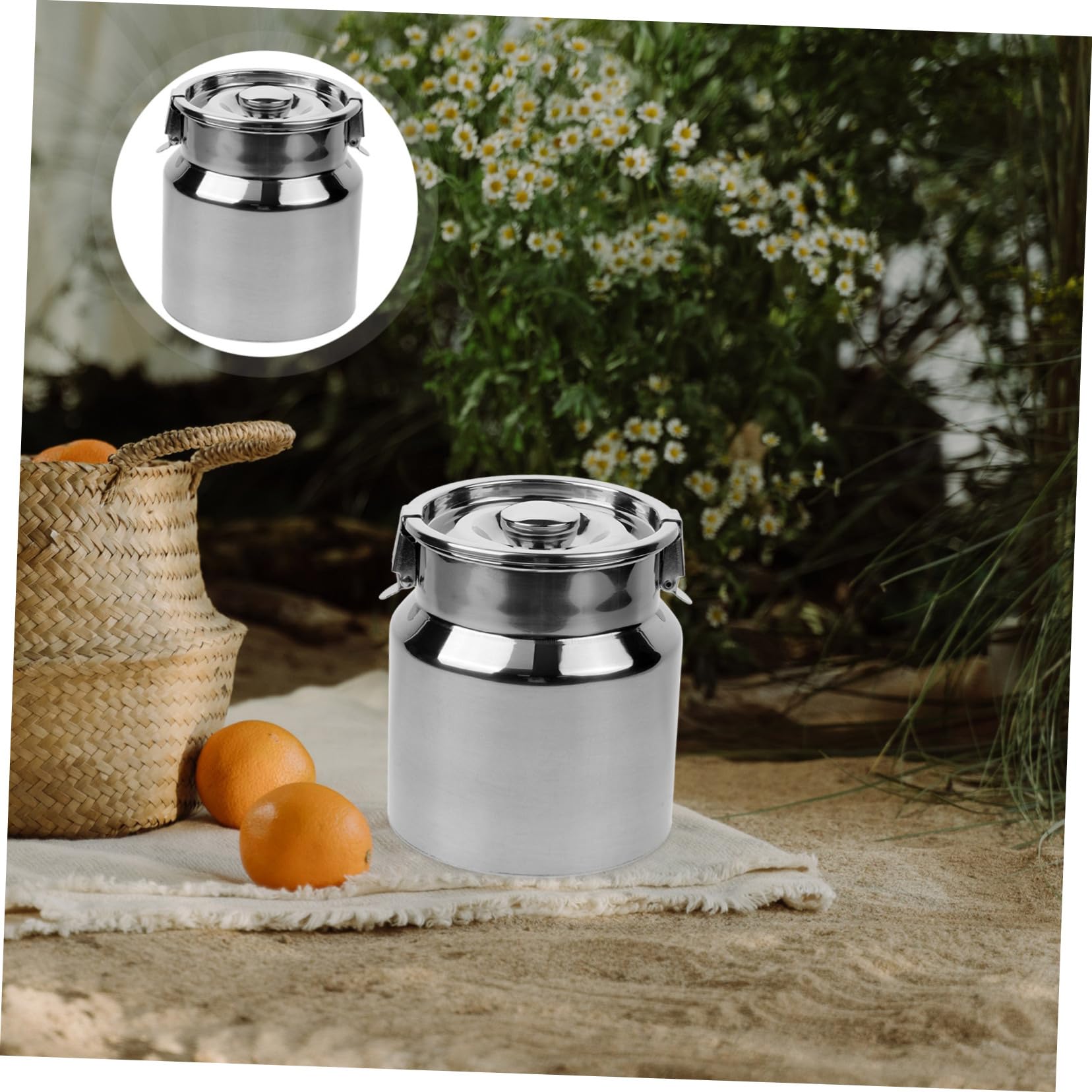 Mikinona Jarra de Leche de Acero Inoxidable de 2.5l Diseño Multiuso y Tapa Sellada para Almacenamiento en Cocina o Cafetería
