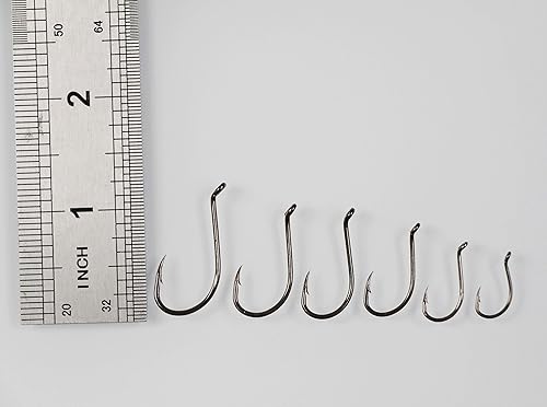 Miniatura 4 de 100 anzuelos de pesca con pico de pulpo, ganchos de pesca deportivos con diseño de ranas, de acero de alto carbono, 6 tamaños