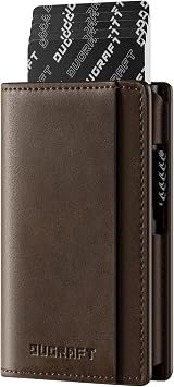 DUGRAFT Mens Bifold Card Holder with POP UP Credit Card Ejector RFID Blocking, ID Window and 2 Extra Card Slots, Gift Box Packed, Coffee Brown