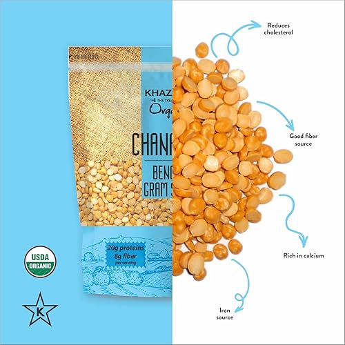 Miniatura 9 de Khazana Orgánico Chana Dal 4lb - Bengala Gram Split  Sin OMG, sin gluten y Kosher  Lentejas auténticas de la India