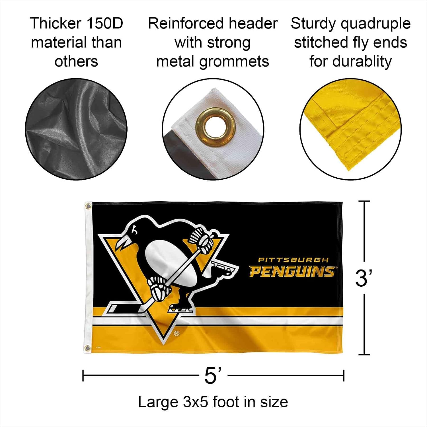 Pittsburgh Penguins Logo Insignia 3x5 Feet Banner Flag