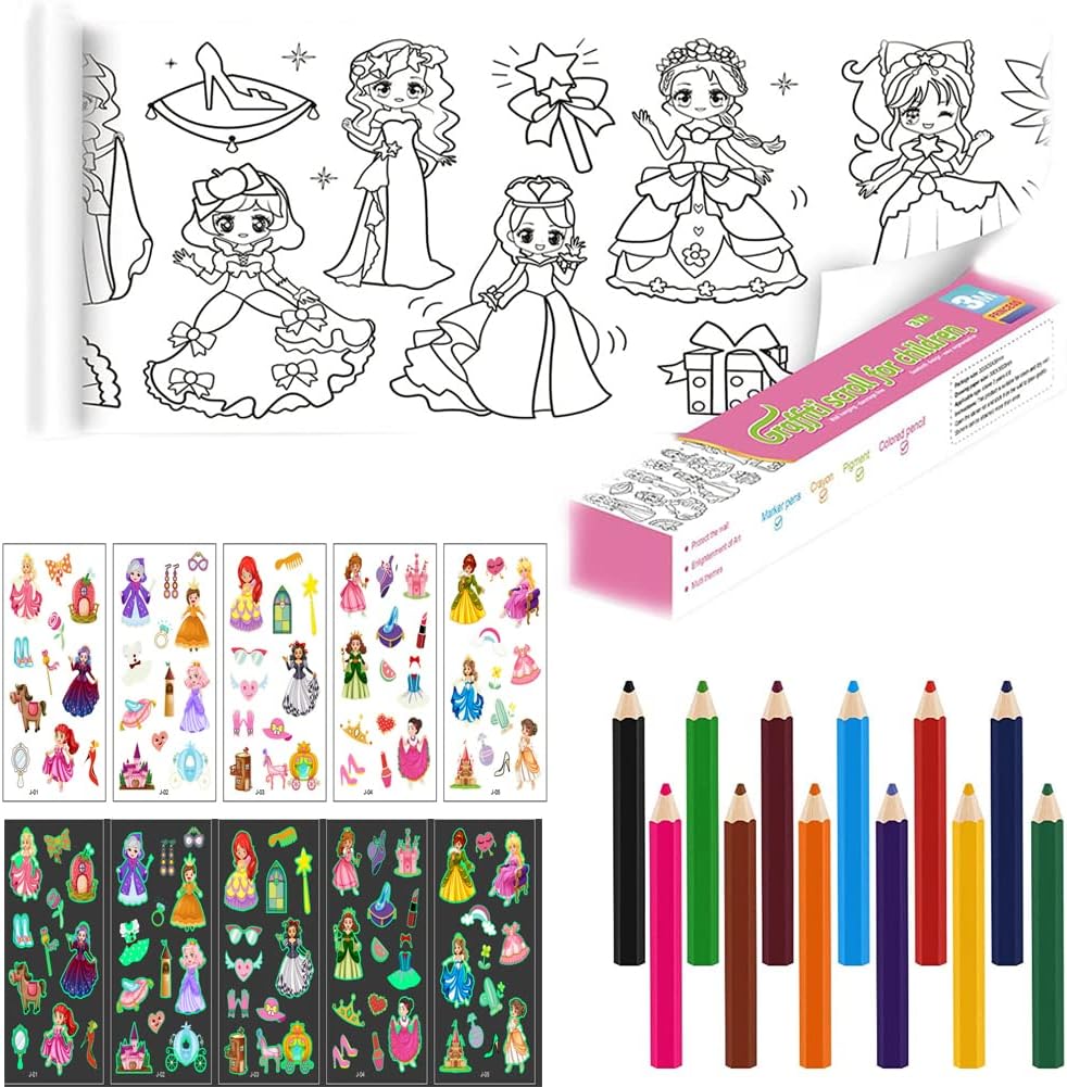Amazon.com: Children's Drawing Roll Princess,Drawing Roll Paper for ...
