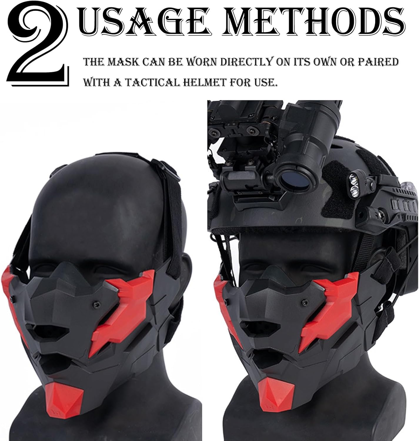 Airsoft Half Face Skull Oni Masks Tactical Iron Mesh Samurai Mask, for Paintball, Movie Props and Halloween Cosplay