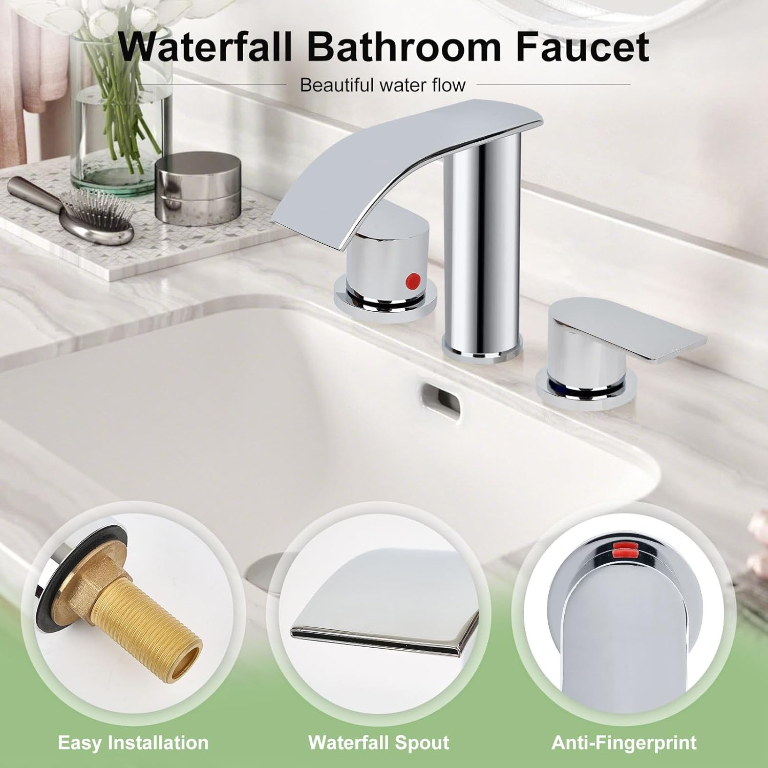 Grifo De Baño De Bronce Aceitado De 3 Agujeros Con Cascada Bronce Aceitado - Granja Frotado Con Aceite | Meses Sin Interés