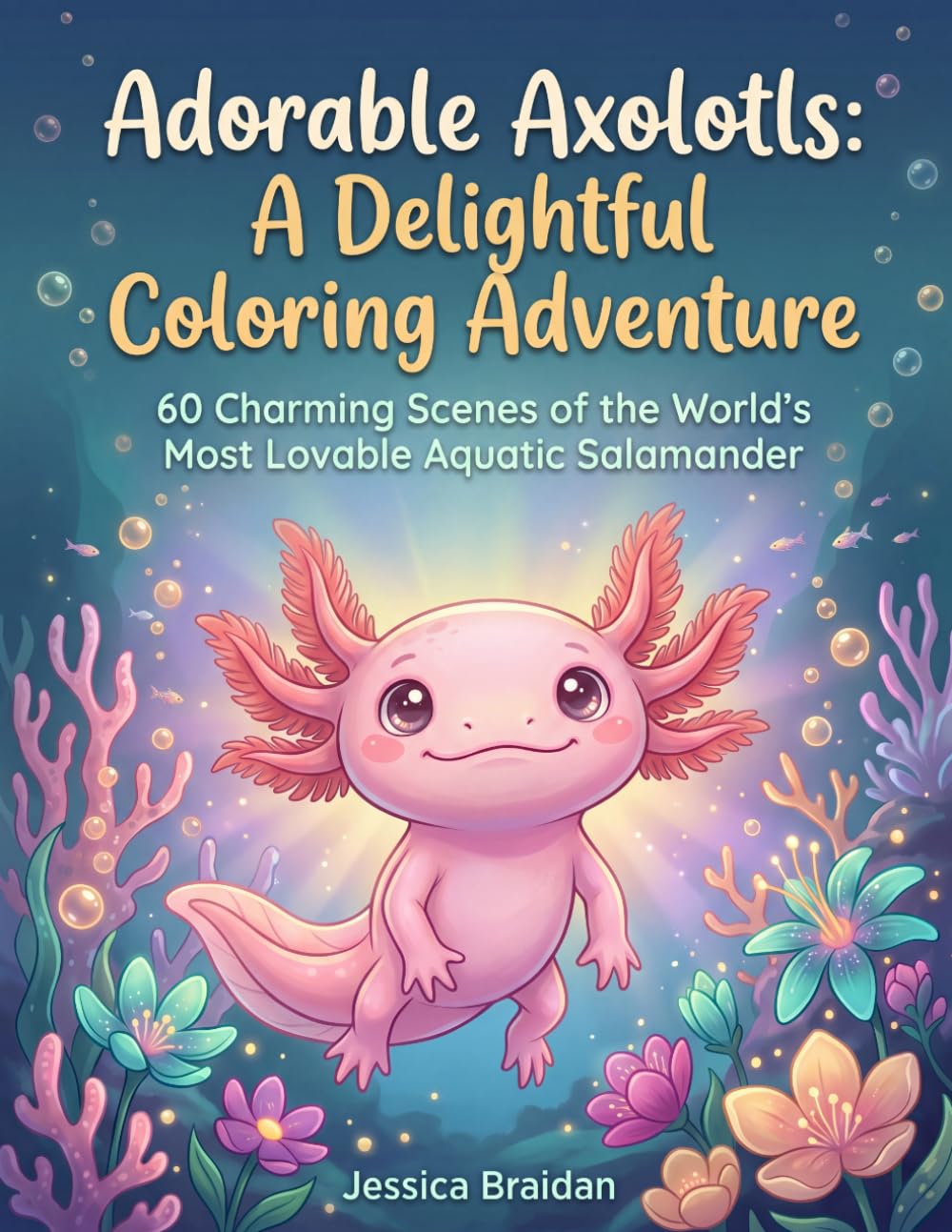 Adorable Axolotls: A Delightful Coloring Adventure: 60 Charming Scenes of the World's Most Lovable Aquatic Salamander