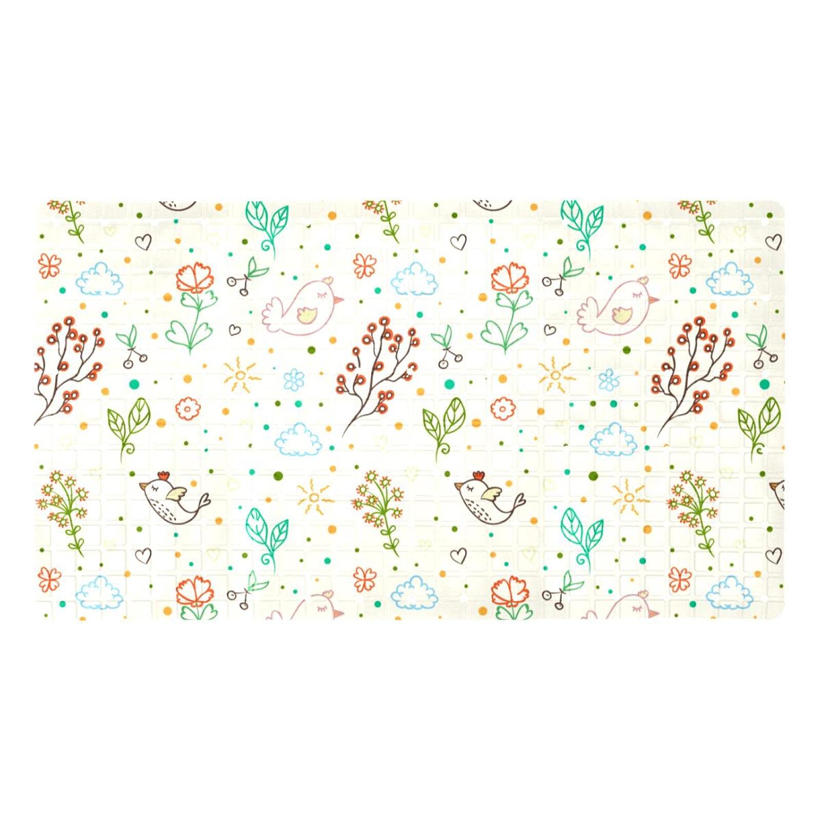 Tapis de bain enfant et adulte design oiseaux pour douche et baignoire familiale