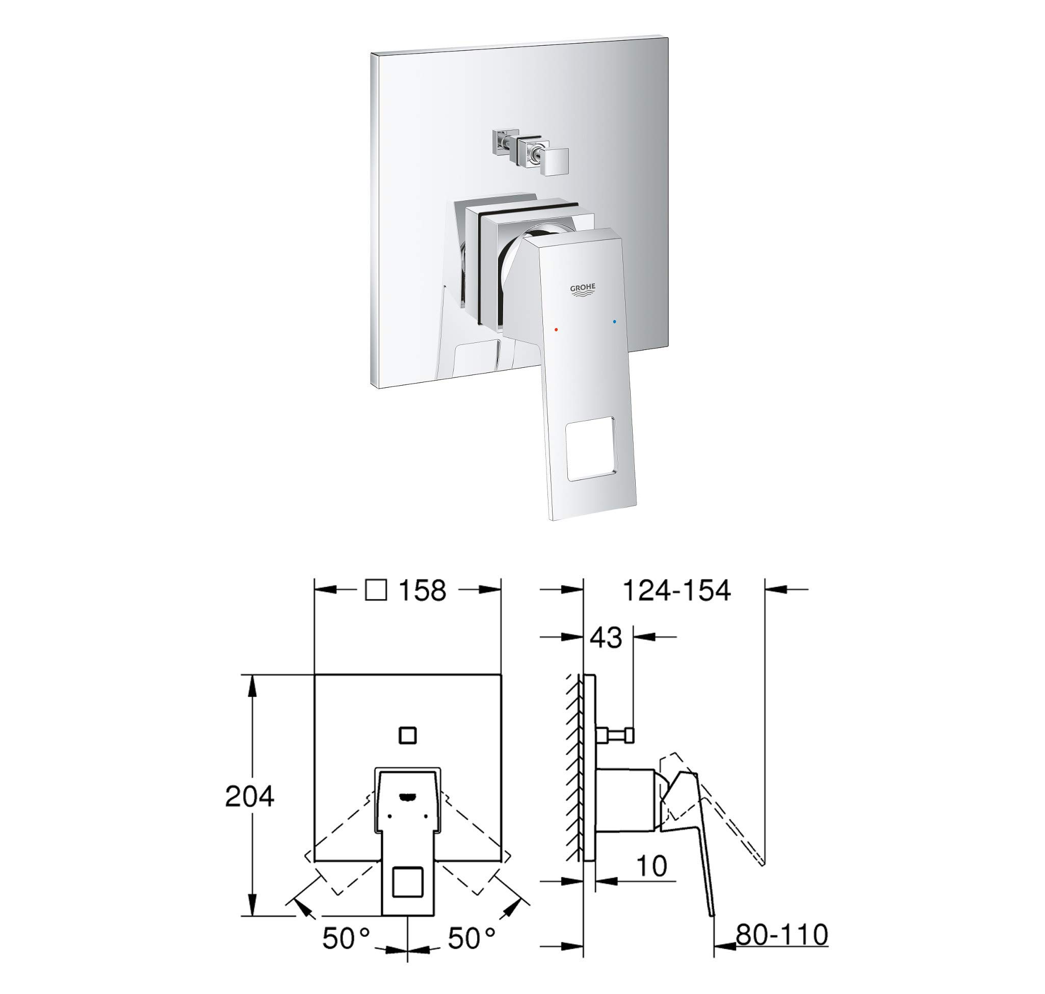 vanvilla Duschsystem Unterputz mit Duscharmatur Grohe poliert GE101