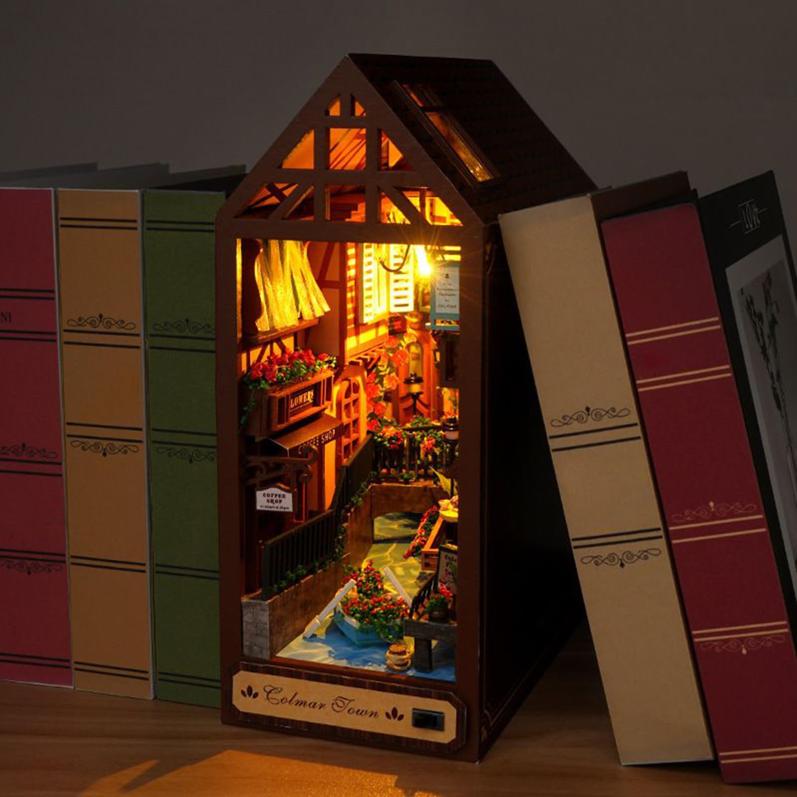 Booknook Bausatz Für Erwachsene Holz Dekoration | Mini Modell Pädagogisches Zusammenbau LED Für Kinder Erwachsene Bibliothek Schlafzimmer Kinderzimmer Klassenzimmer