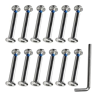 12Pcs Inline Skate Replacement Screws, 6mm OD Roller Blades Wheel Axles Bearings, Skating Shaft Hex Socket Screw Repair Tool with Installation Tool