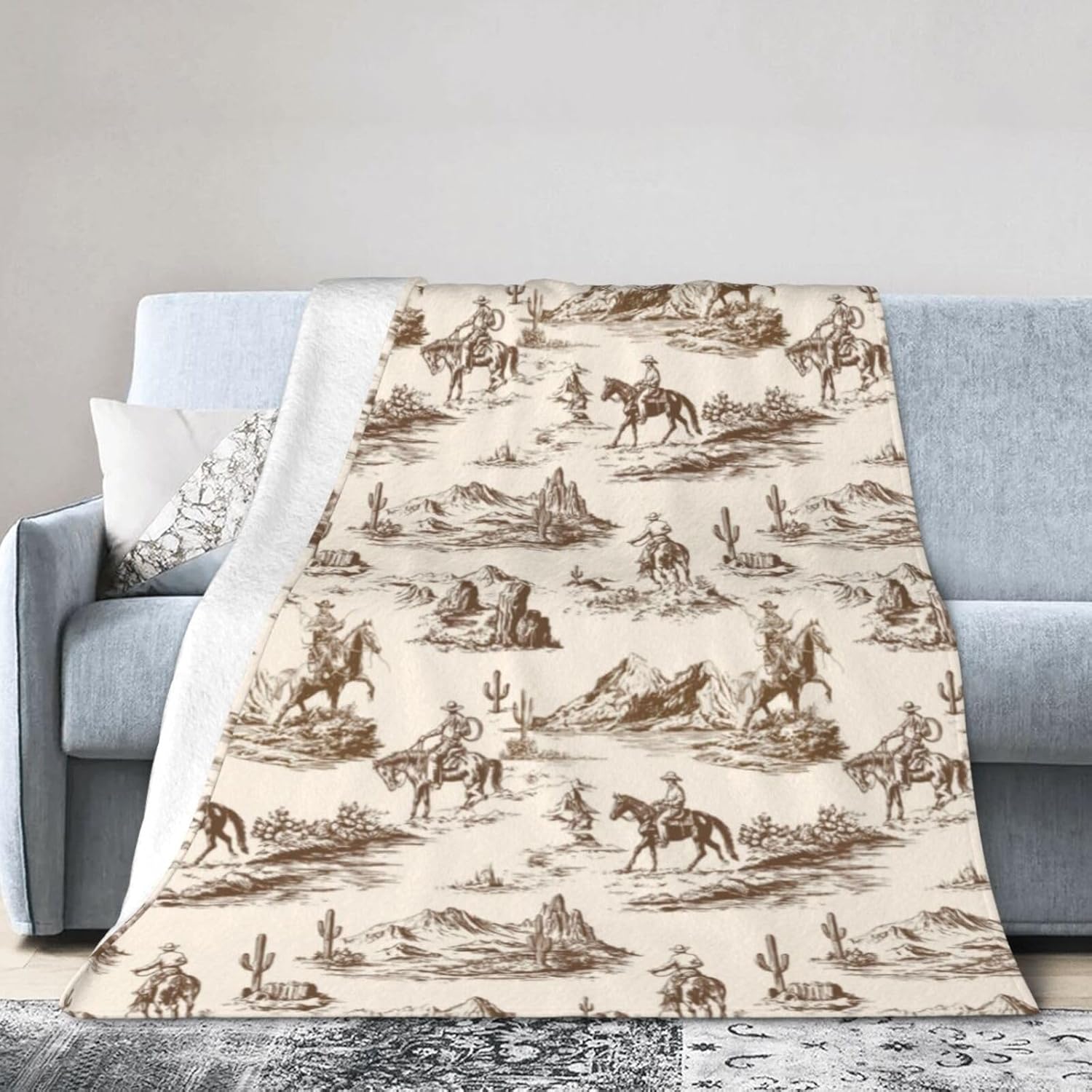 Western Throw Blanket Soft Cozy Warm Blanket Women Men 60"X50" Throw for Couch Bedr...