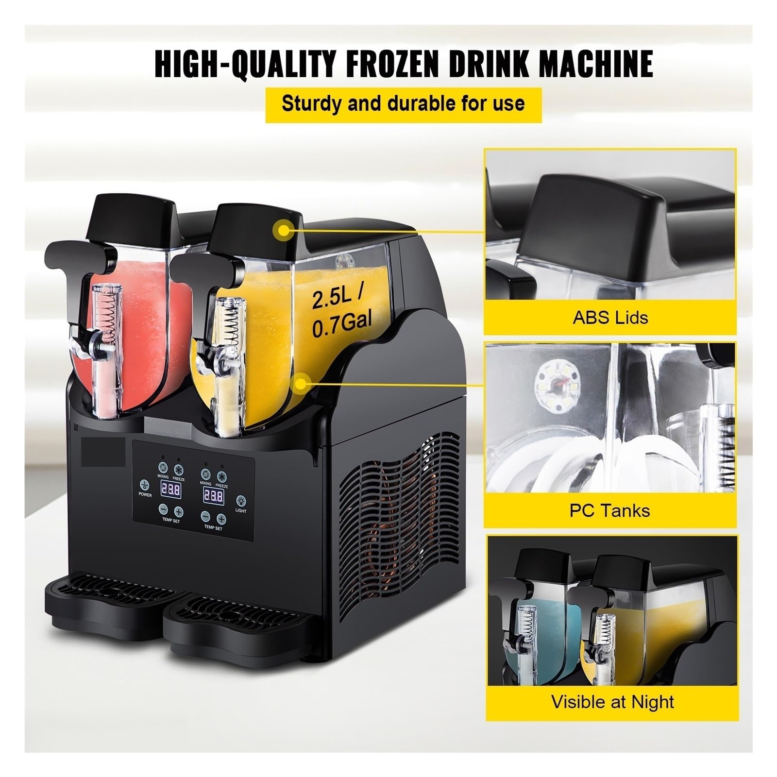 Komercyjna maszyna do slushy 2x2,5 l Domowa Mrożony napój Dystrybutor napojów Lodowaty sok Sprzęt robienia smoothie Do użytku DIY