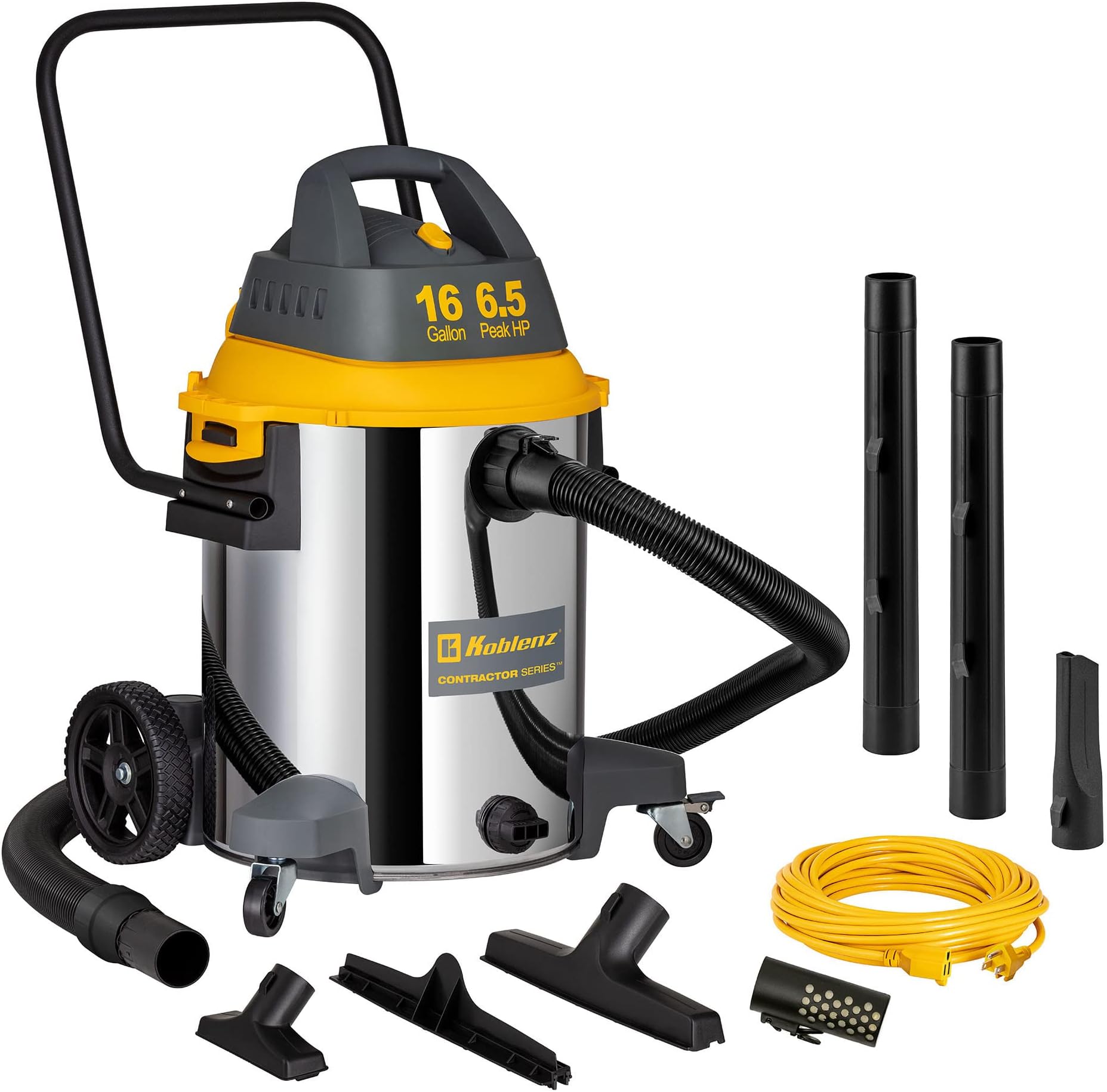 Koblenz Contractor Wet/Dry Vac, 16 Gal Stainless Steel