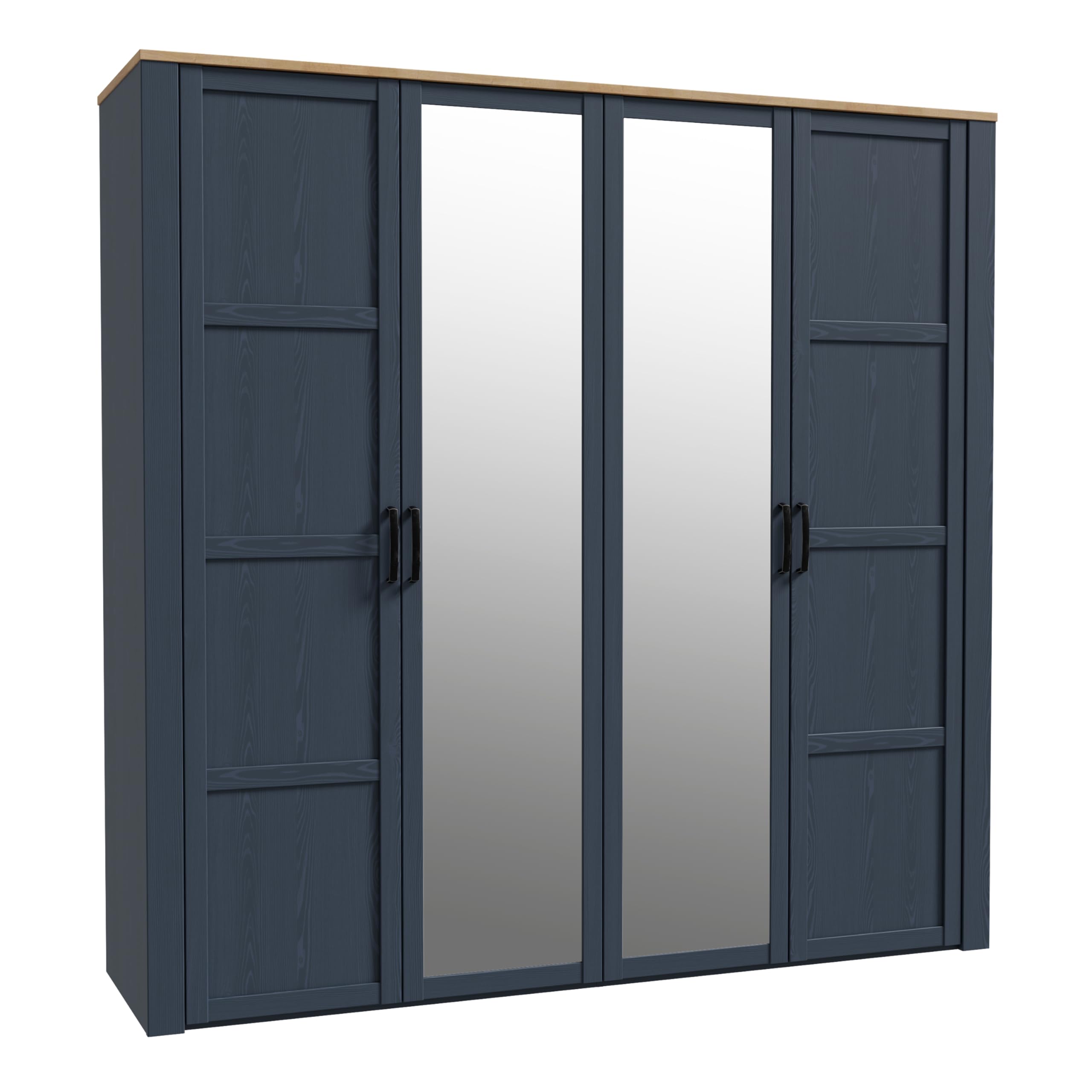 Furniture to Go | Bohol 2 Door 2 Mirrored Door Wardrobe in Riviera Oak/White