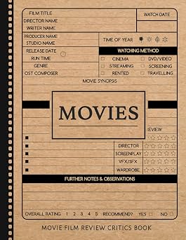 Movie Critic Film Review Book Capture Every Critique. Ideal for Film Buffs, Popcorn Enthusiasts, Cinephiles, and Binge Watchers