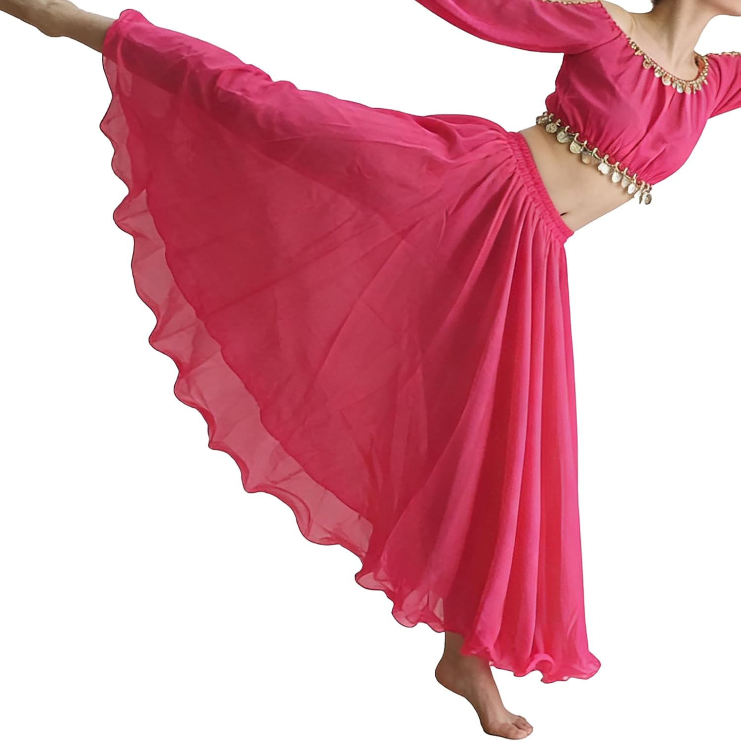 Wuchieal Women's Belly Dance Skirts Tribal Chiffon Full Skirts,Praise Dance Skirt,Mexican Skirt - Image 6