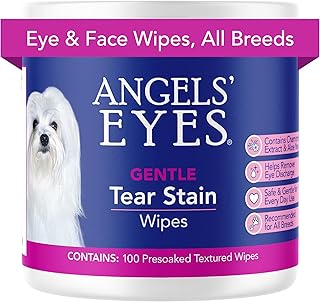 ANGELS' EYES Gentle Tear Stain & Pet Eye Wipes for All Dogs & Cats Textured Grooming Wipes Remove Discharge & Mucus, Reduc...