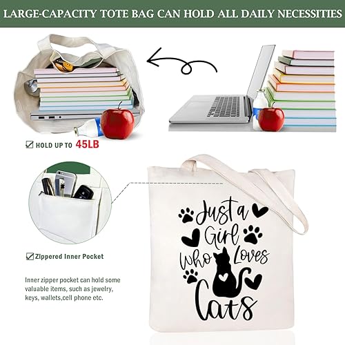 Miniatura 6 de Andeiltech Bolsa de lona para mujer, estética, bonita, para compras, comestibles, reutilizable, con cremallera interior, regalo para mujer