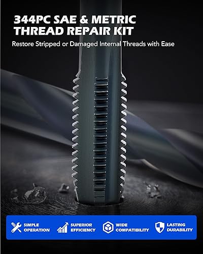 Miniatura 10 de Orion Motor Tech Kit de reparación de roscas helicoidales, herramienta de reparación de rosca M10x1.25 con broca HSS e insertos de 15 roscas, kit