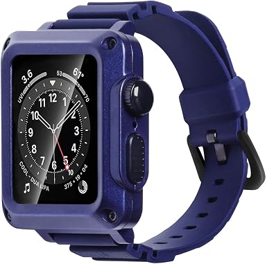 Carcasa de metal para Apple Watch de 42 mm, 44 mm, serie 6 SE 5 3, con  correa de vidrio templado incorporada, para iWatch de 38 mm, 40 mm, serie 4  2,