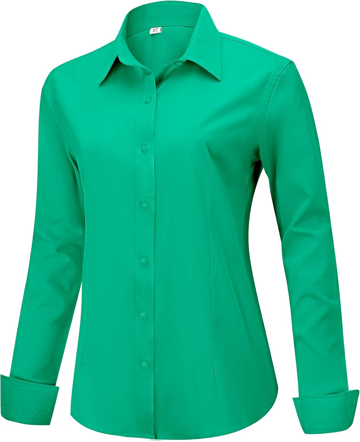 Soft Wrinkle-Free Women's Button Down Dress Shirts Solid Long Sleeve Work Blouses Fit Stretch Casual Tops XXS-6XL - Image 2