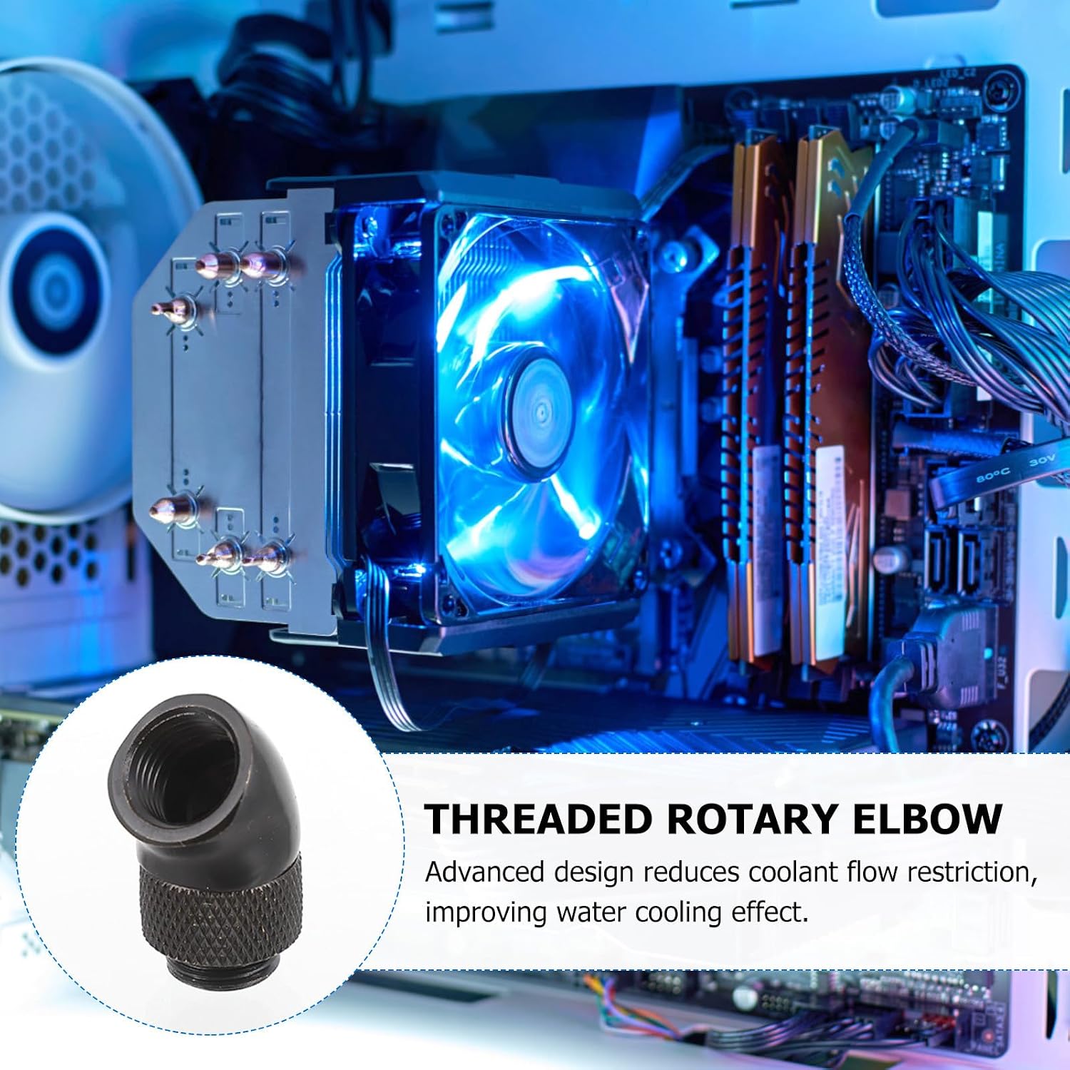 2pcs Degree Rotary Water Cooling Fitting Brass Black Adapter for PC