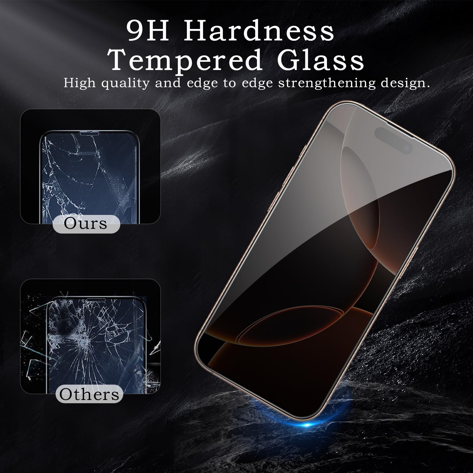 Pellicola protettiva per la privacy per iPhone 16 Pro, accessori in vetro temperato infrangibile, pellicola in vetro temperato anti spia, compatibile con custodie, ultra resistente, durezza 9H