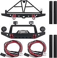 Vista 6 de Parachoques delantero y trasero de aluminio con gancho de remolque para faros LED, soporte de neumáticos de repuesto compatible con Traxxas TRX4