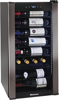 Wine Enthusiast VinoView 28-Bottle Wine Fridge - Freestanding Refrigerator with Matrix Shelves, Adjustable 39-65° F Thermostat, Double Pane Glass Door, & LED Display