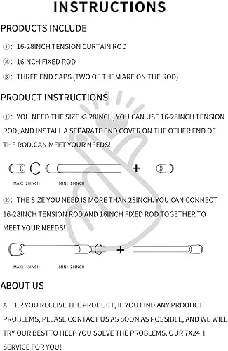 Miniatura 8 de 2 Pack Curtain Rod Adjustable 28-43 Inches，5/8" Diameter， White，Small Short Expandable Spring Loaded Tension Rods For Window, Bathroom
