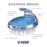 Vista 4 de KENT SH1 BLU Scalp Scrubber Hair Brush & Scalp Exfoliator with 42 Soft Rubber Bristles for Distributing Shampoo and Conditioner, Shower Scalp