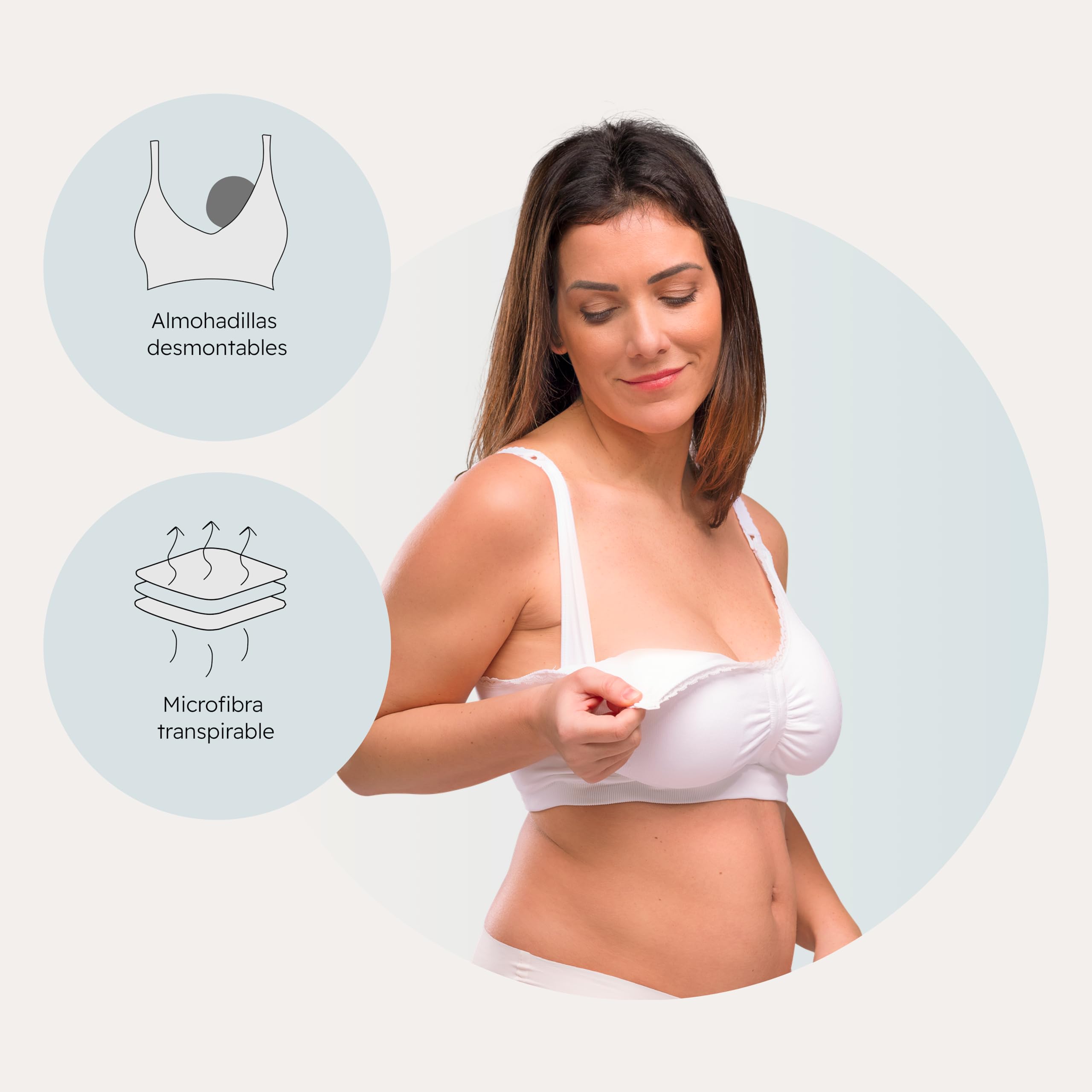 Carriwell Sujetador de Lactancia con Relleno y Soporte en Gel | Sujetador de Maternidad y Embarazo, Suave, Transpirable y sin Costuras | Aros de Gel Patentados | Confort, Sujeción y Estilo | S-XL