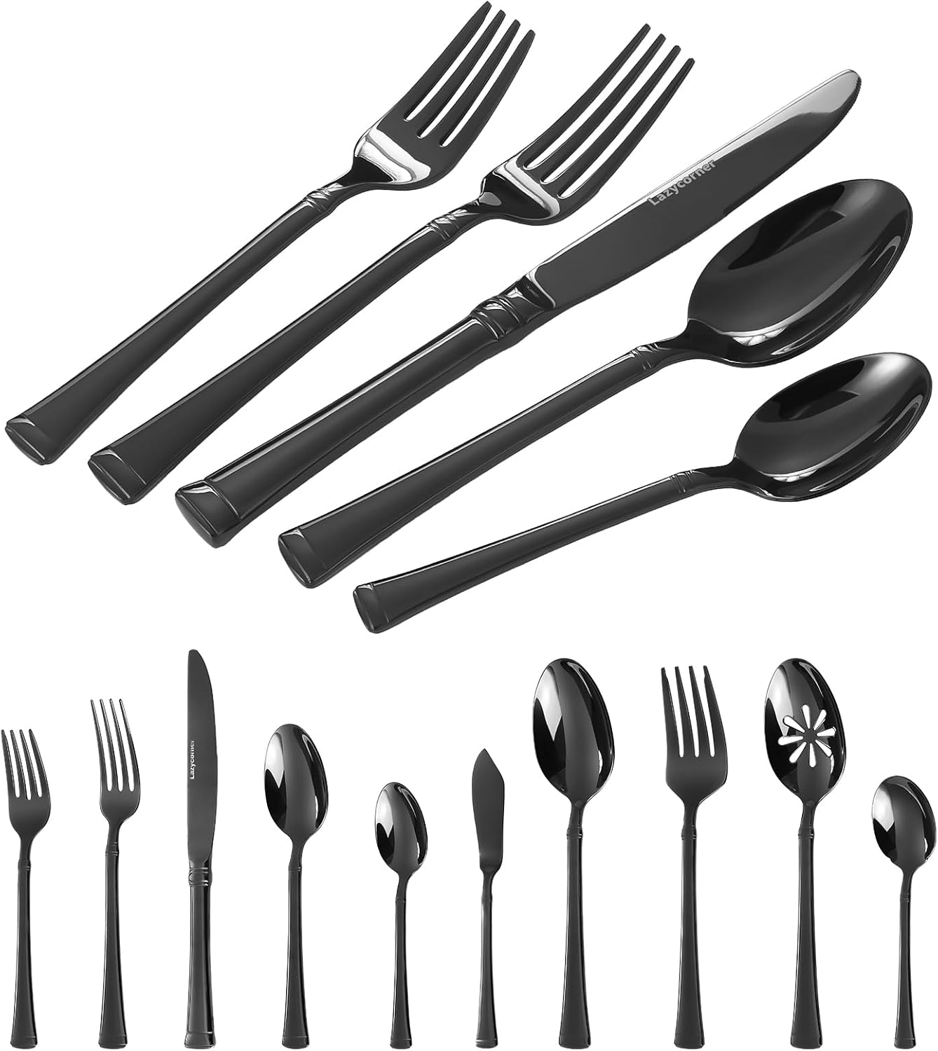 Elegant Black Stainless Steel Silverware Set for 12 – Dishwasher Safe Elegant Black Stainless Steel Silverware Set for 12 – Dishwasher Safe